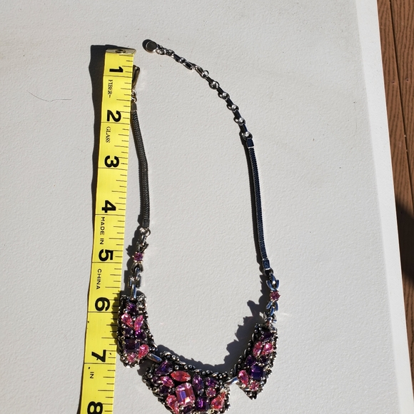 Vintage Barclay Signed Rhinestone Choker Necklace; purple and pink stones - Picture 2 of 7